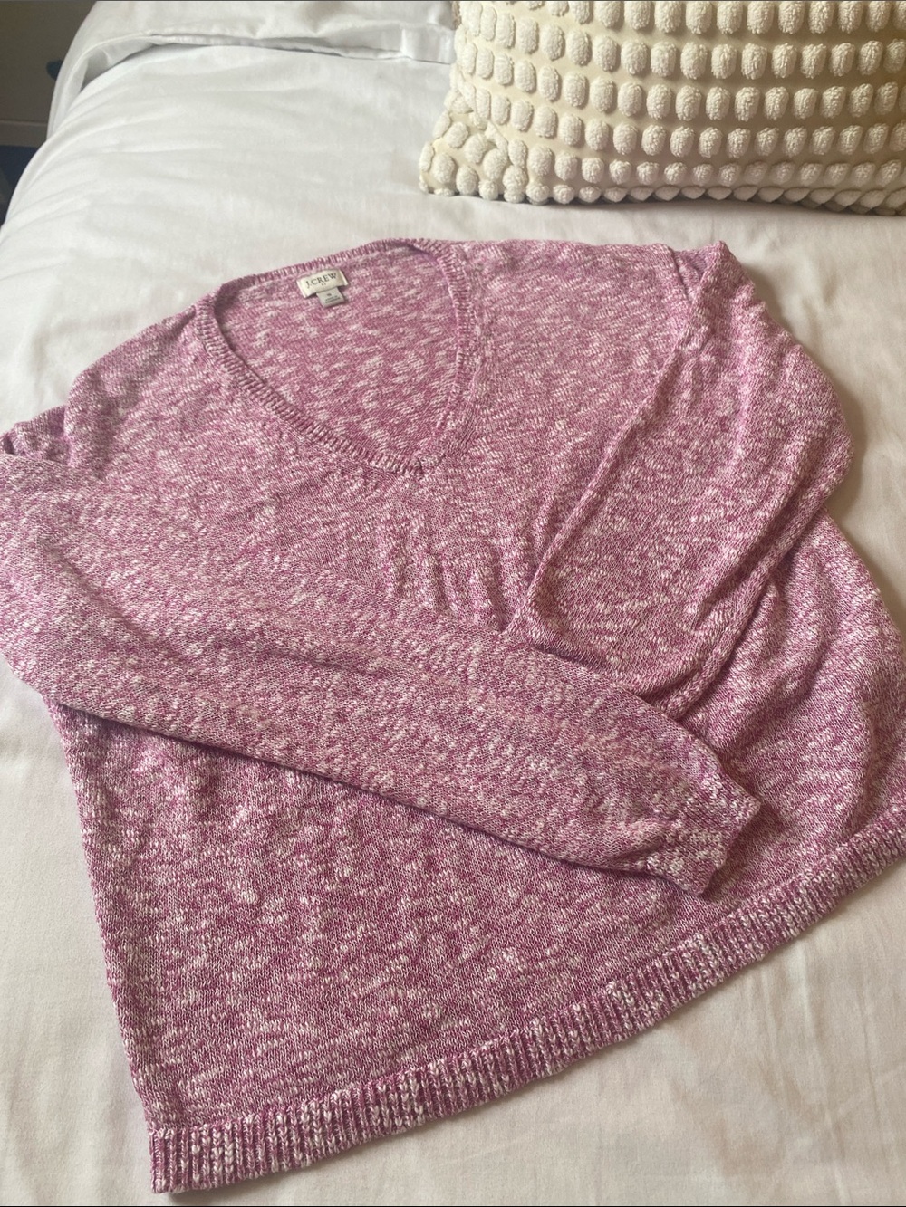 JCREW Pink Marled V-Neck Sweater